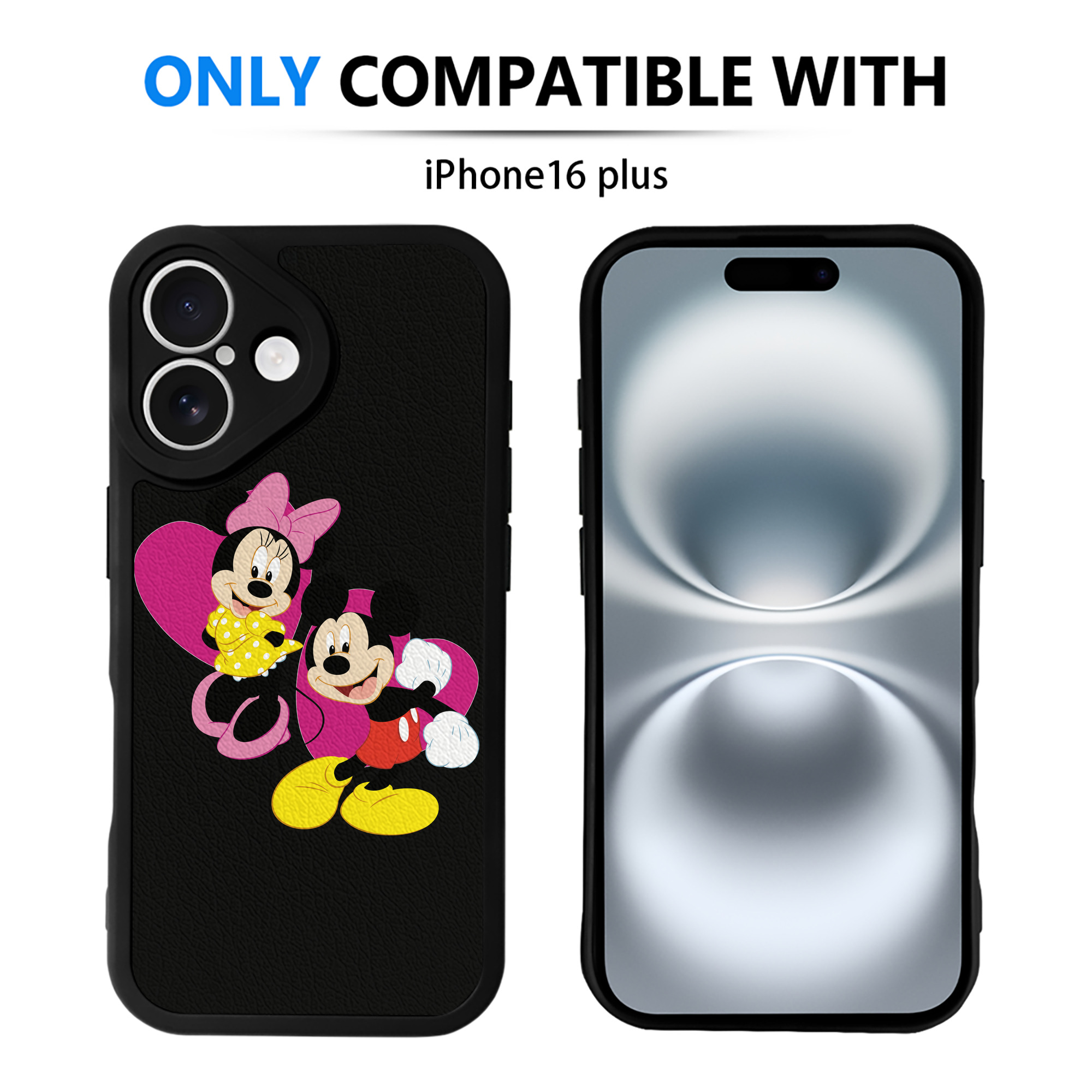 （画像用） ミッキーマウス Mickey Mouse 【iPhone 16シリーズ対応】シリコンスマホケース（レザー調） 材質：シリコン